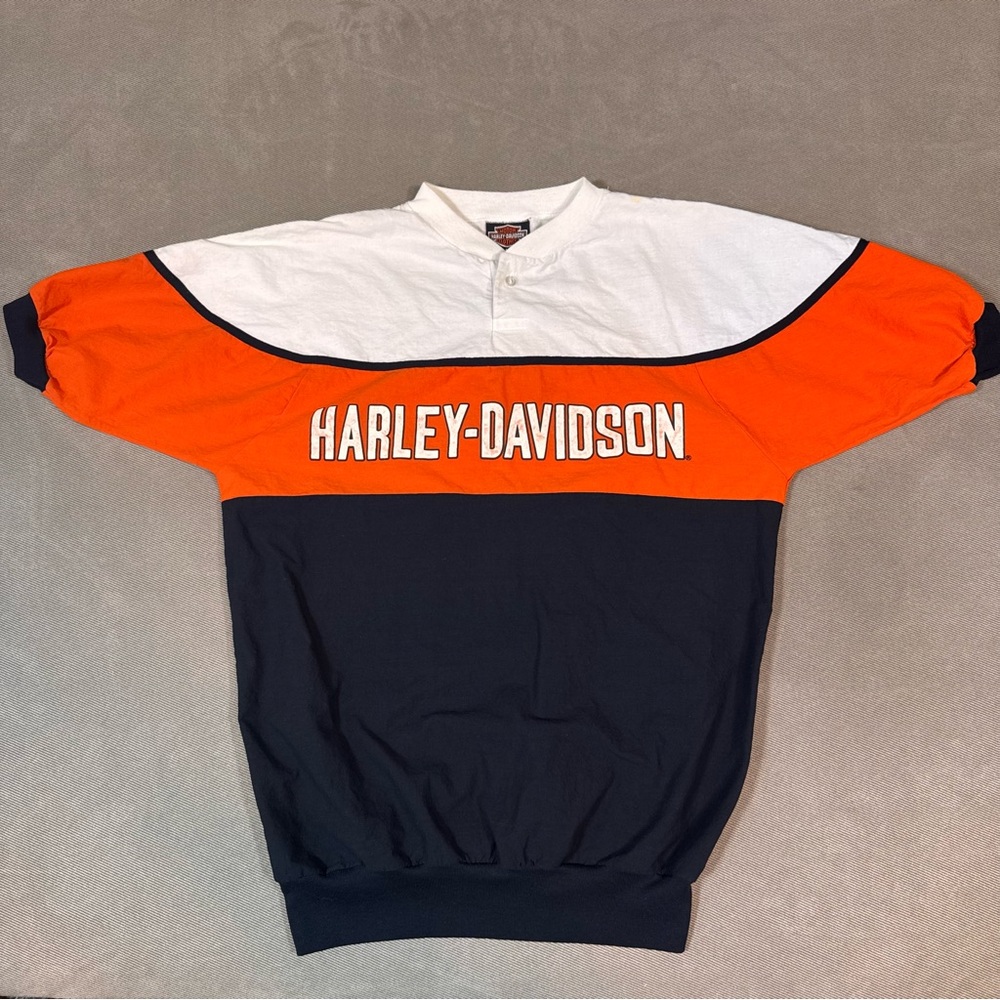 Vintage Harley Davidson Men’s Racing Henley Shirt Size Medium *Stain
